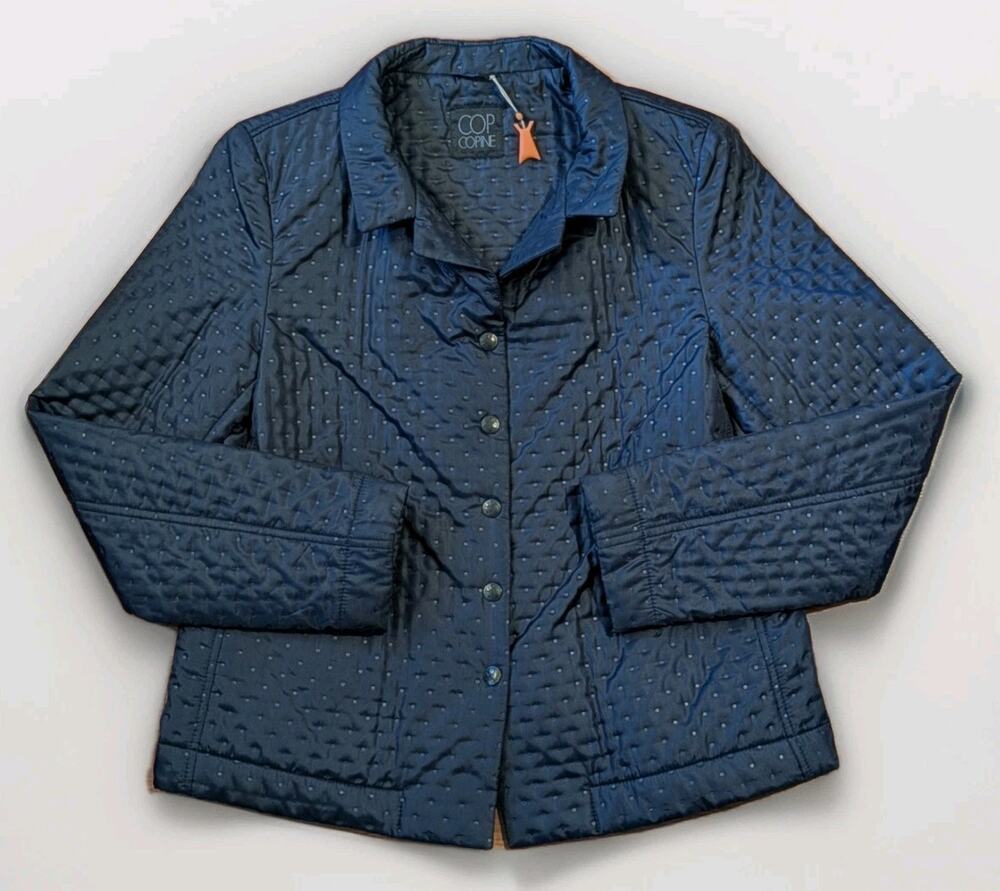 Cop Copine Jacket Women EU 40 M Textured Dot Snap Avant Garde Minimalist Blue